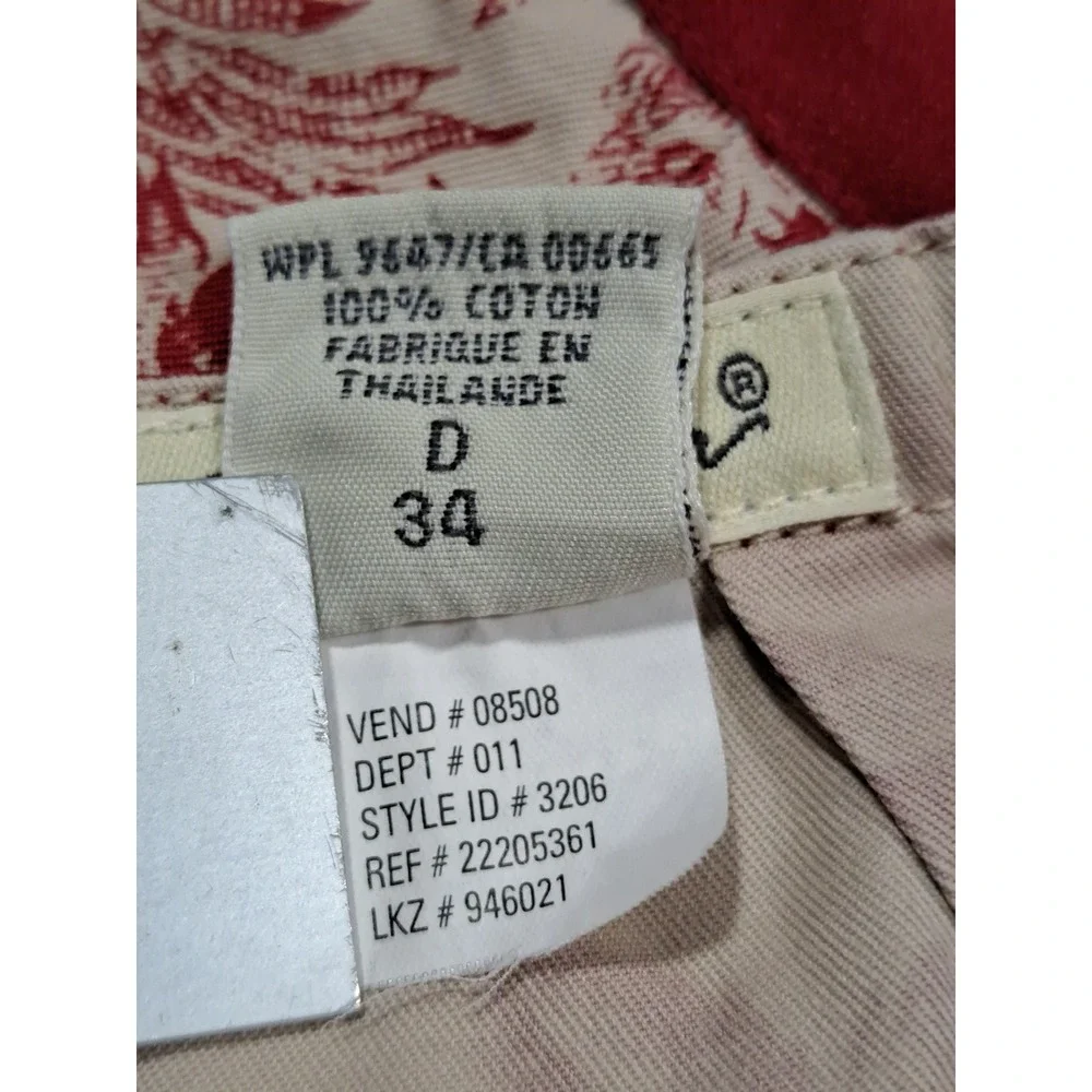Eddie Bauer Red Cream Toile Floral Butterfly Cotton A-Line Midi Skirt Size 4 Y2K